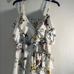 New With Tags Blush Asymmetrical Floral Dress - Cream, Yellow, Black